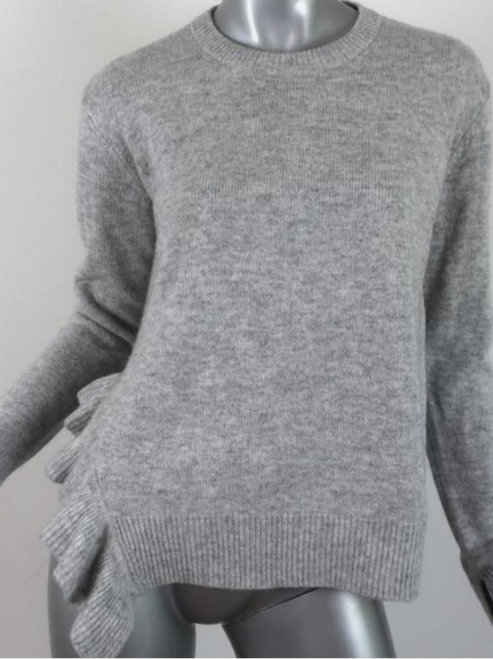 10 Crosby Derek Lam Gray Ruffle-Side Knit Sweater